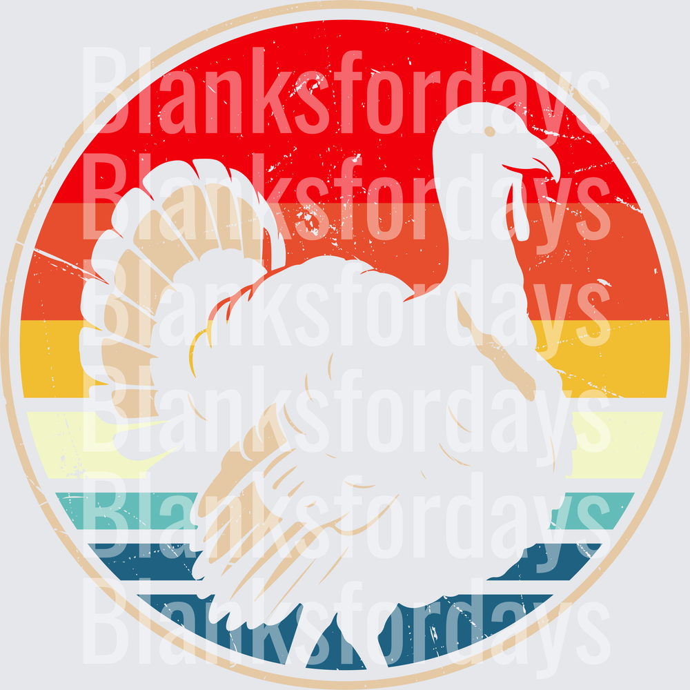 Retro Sunset Circle Turkey Thanksgiving Vintage Badge (DTF)