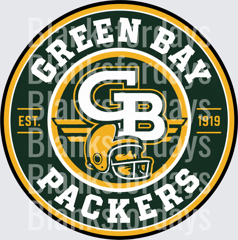 Green Bay Packers GB Round Badge Est. 1919 Helmet Logo (DTF)