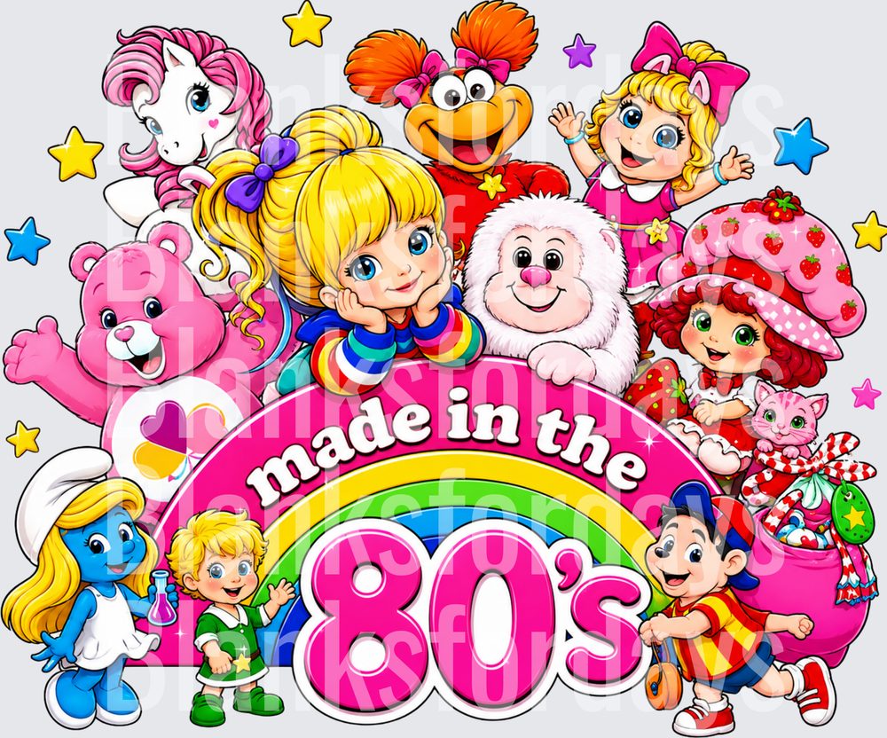 Made in the 80s Nostalgic Cartoon Characters Rainbow (DTF)