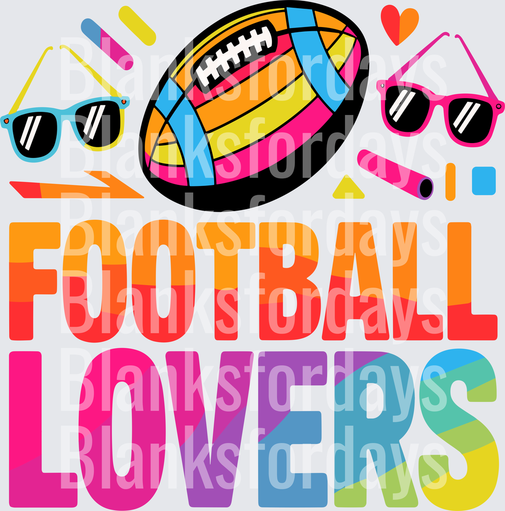 Football Lovers Colorful Rainbow Bold Graphic with Sunglasses (DTF)