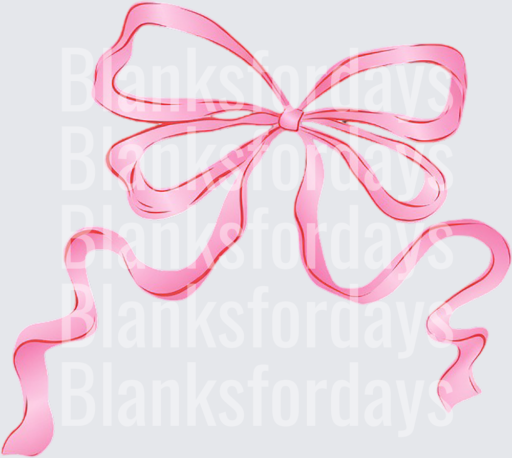 Pink Satin Ribbon Bow with Flowing Tails (DTF)