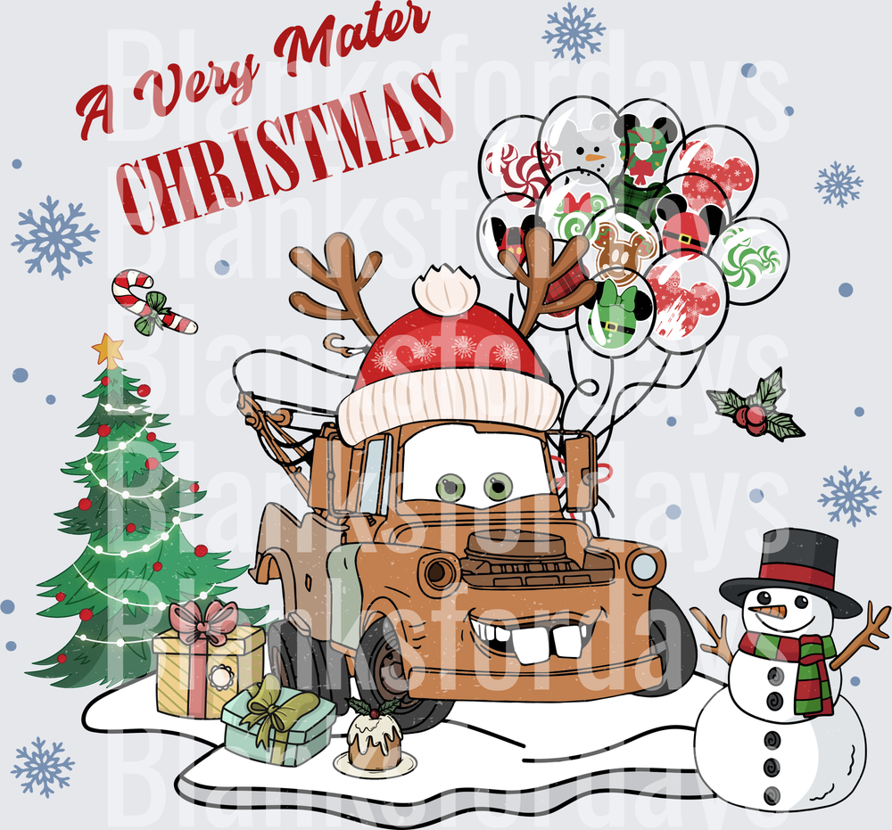 A Very Mater Christmas Cars Tow Mater Holiday Scene (DTF)