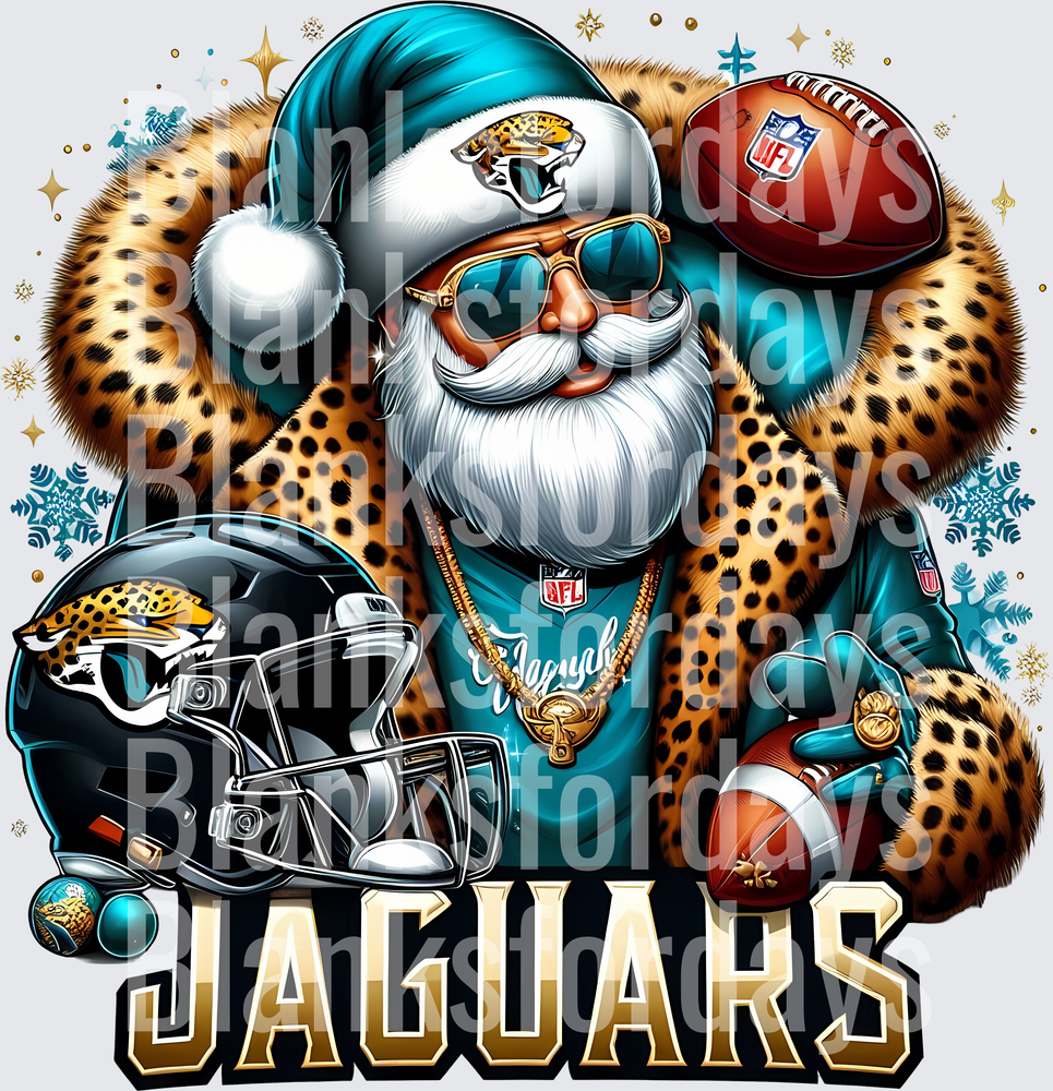 Jacksonville Jaguars Santa Claus Christmas Football Design (DTF)