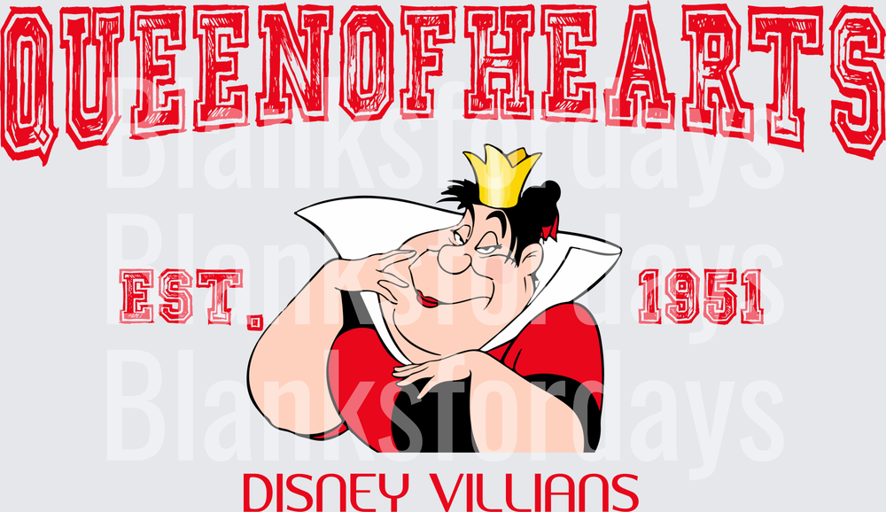 Queen of Hearts Disney Villains Est 1951 Collegiate Design (DTF)