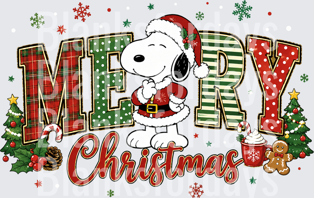 Snoopy Santa Merry Christmas Peanuts Holiday Design (DTF)