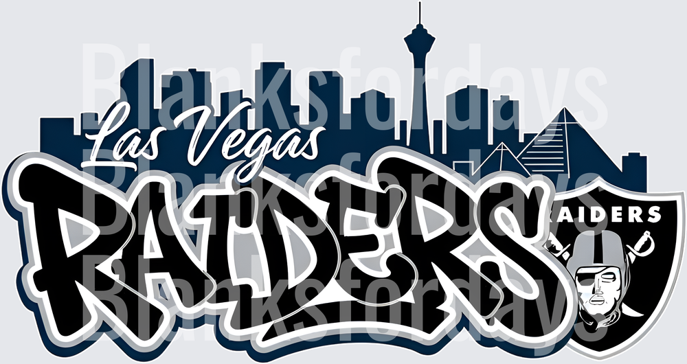 Las Vegas Raiders Graffiti Skyline Logo Graphic (DTF)