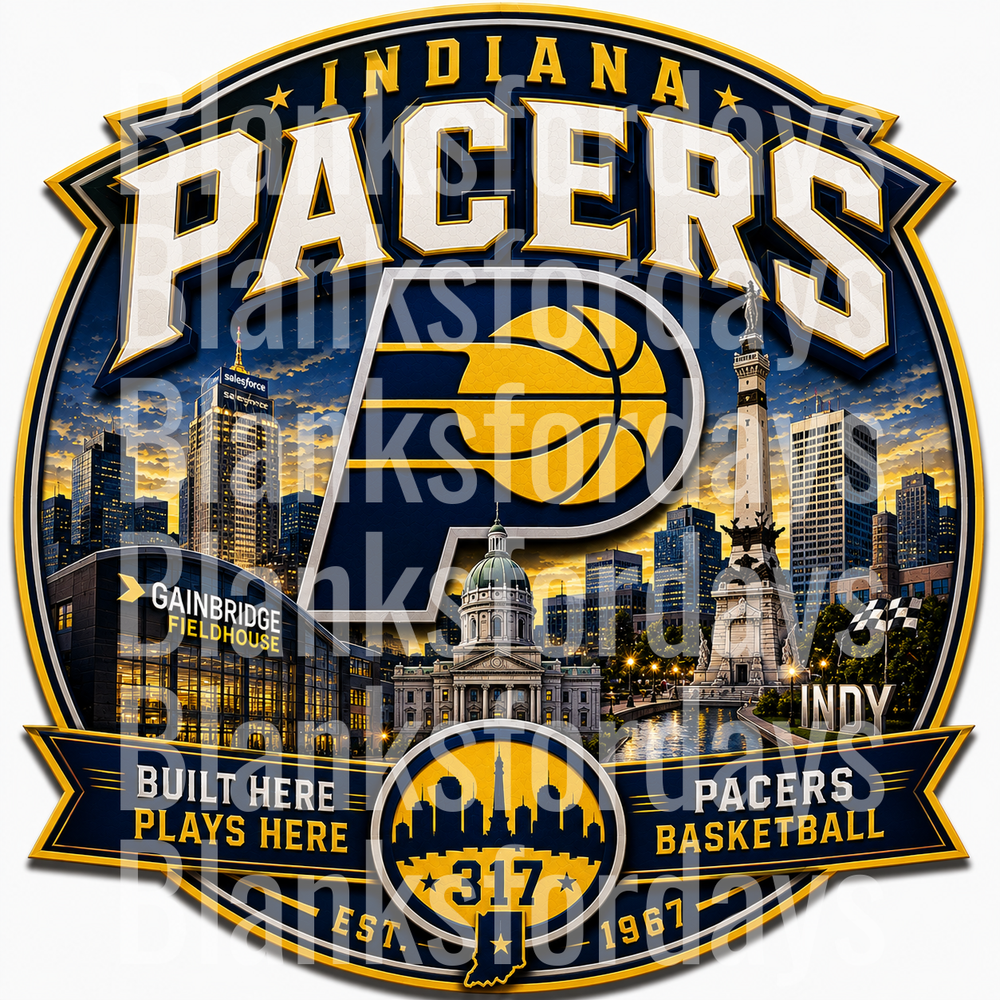 Indiana Pacers Built Here Plays Here 317 Indy City Skyline (DTF)