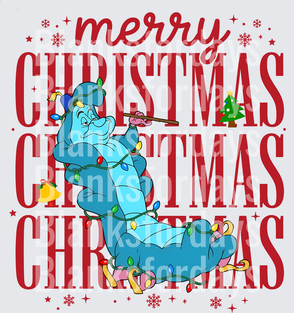 Merry Christmas Caterpillar Absolem Alice in Wonderland Lights (DTF)