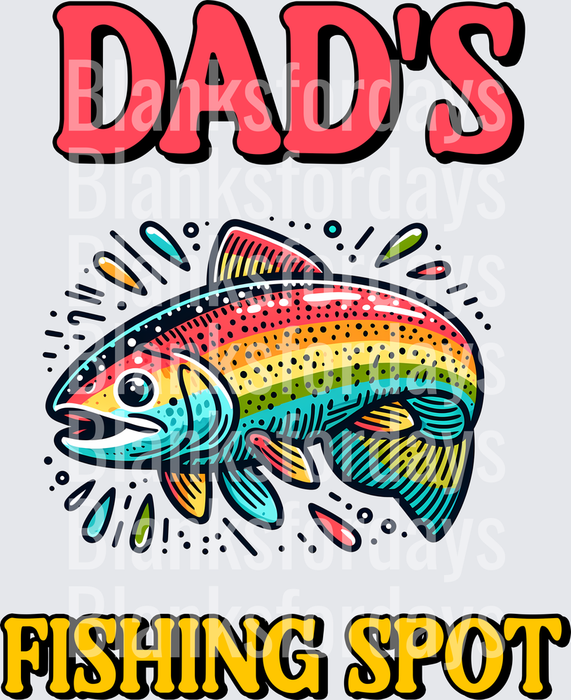 Dad's Fishing Spot Rainbow Trout Colorful Fish Design (DTF)