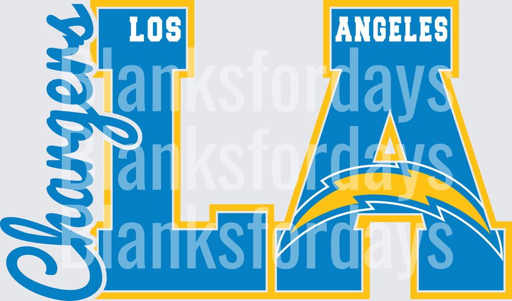 Los Angeles Chargers LA Script Logo NFL Design (DTF)