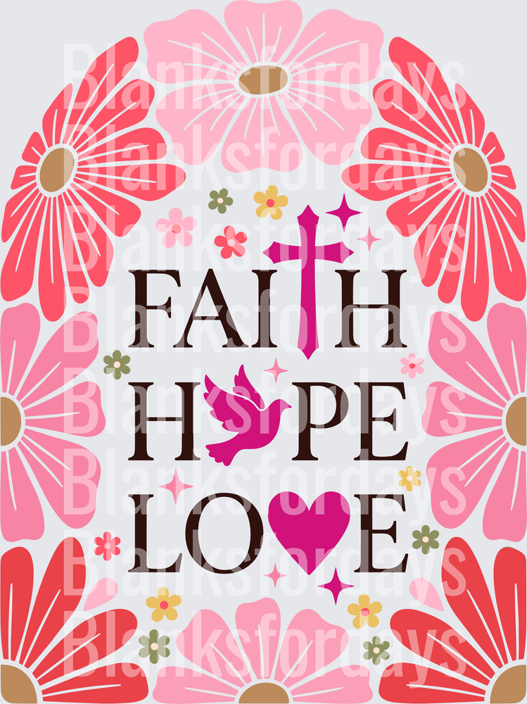 Faith Hope Love Floral Cross Dove Heart Christian Design (DTF)