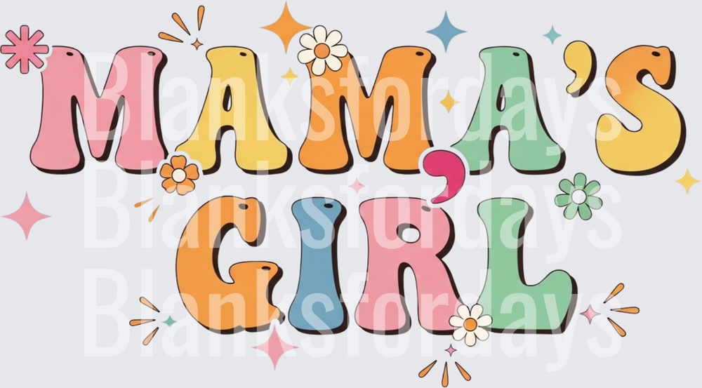 Retro Groovy Mama's Girl Floral Sparkle Colorful Letters (DTF)