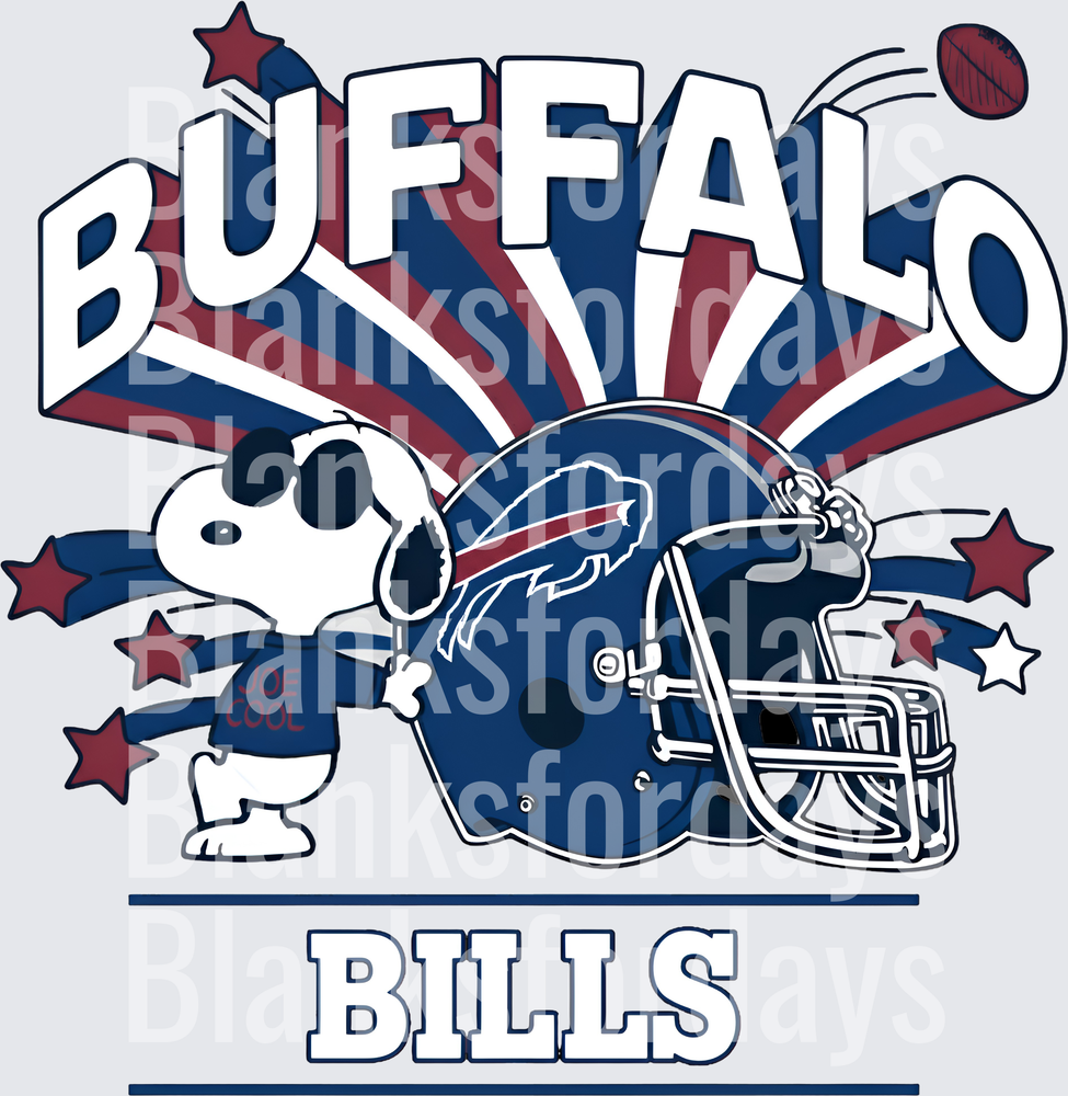 Snoopy Buffalo Bills NFL Football Helmet Stars Fan Design (DTF)