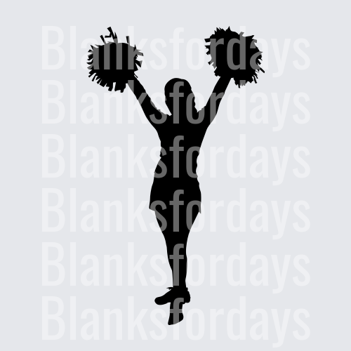Cheerleader Silhouette with Pom Poms Arms Raised (DTF)