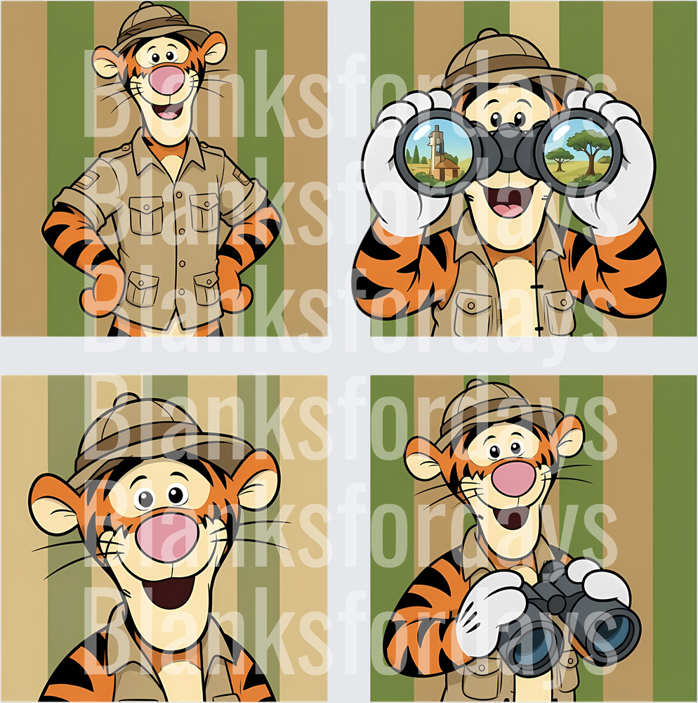 Tigger Safari Explorer Four Panel Design (DTF)