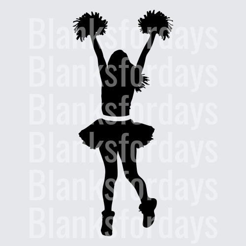 Cheerleader Silhouette Jumping with Pom Poms and Tutu Skirt (DTF)