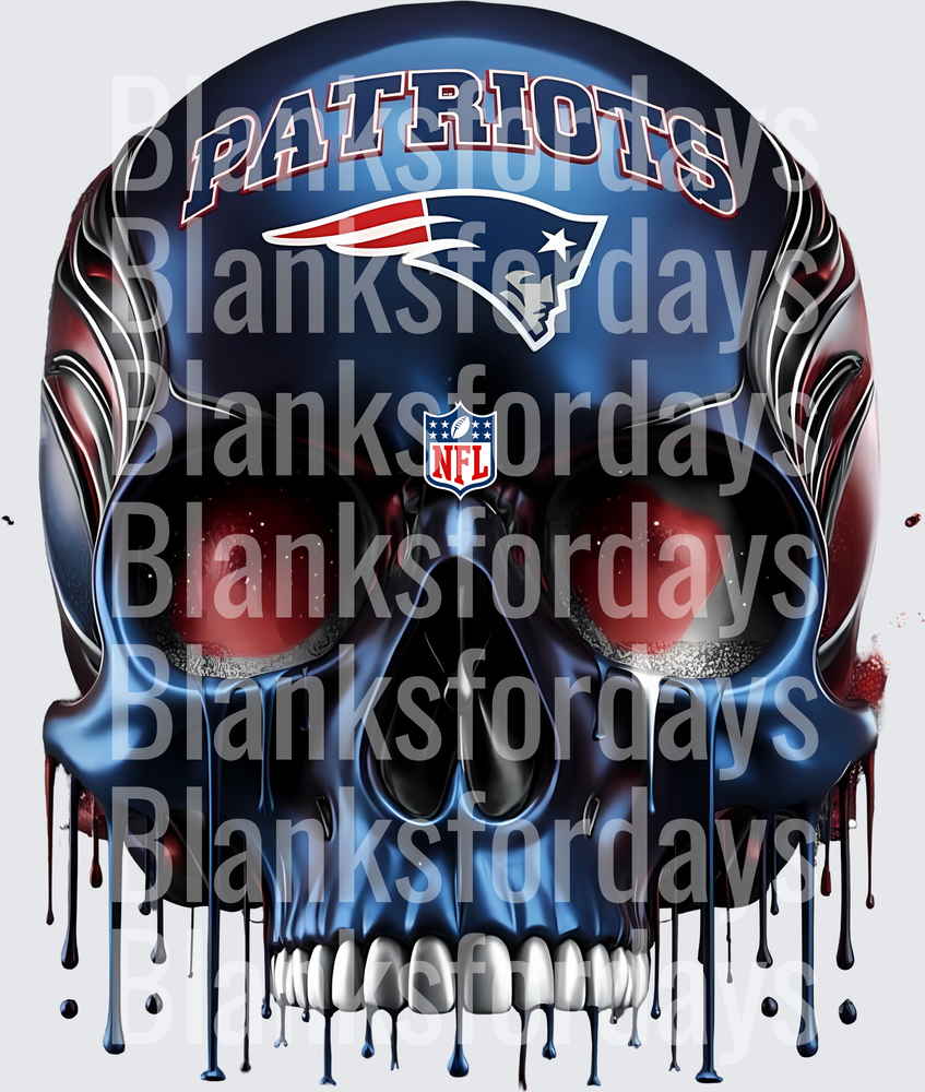 New England Patriots NFL Dripping Skull Dark Fantasy Art (DTF)