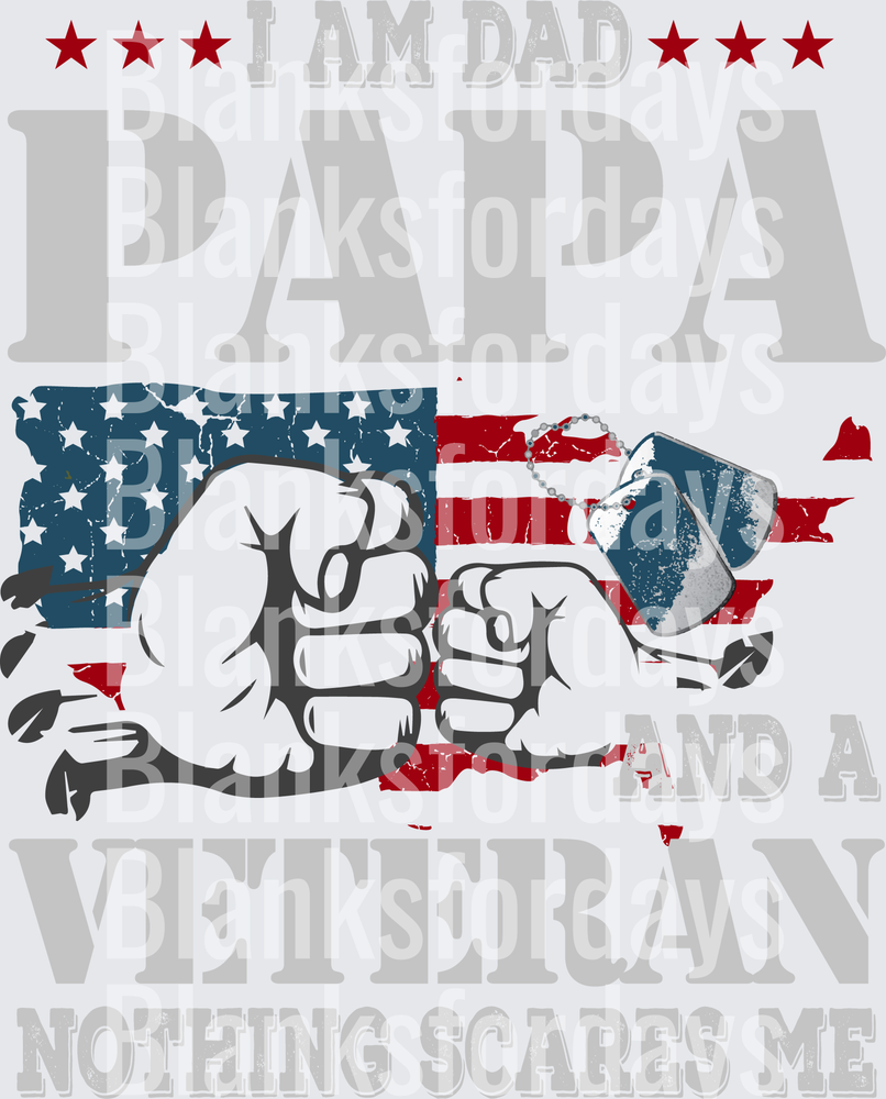 I Am Dad Papa And A Veteran Nothing Scares Me Fist Flag (DTF)