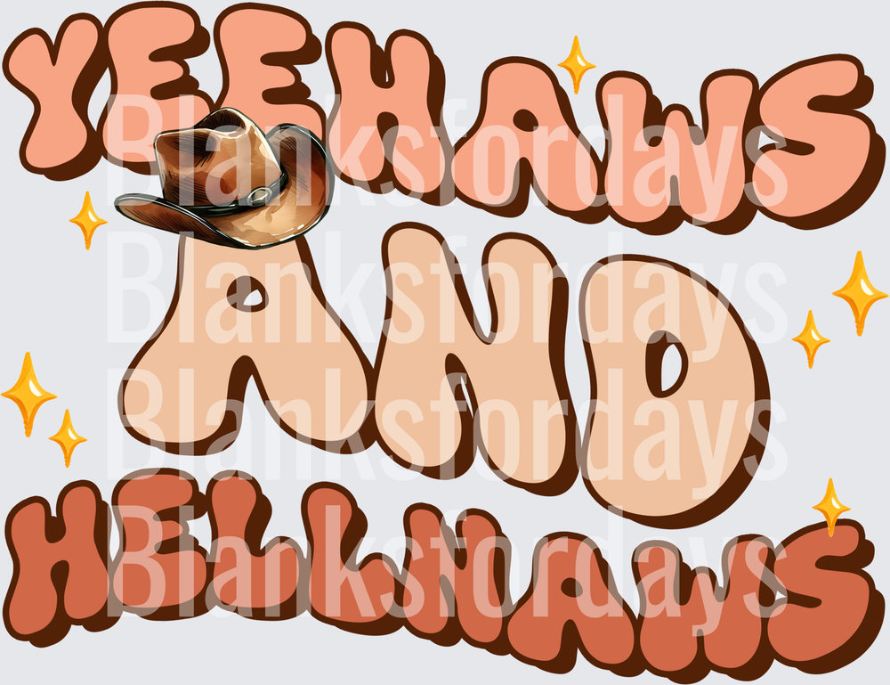 Yeehaws And Hellyeahs Retro Bubble Letter Cowboy Hat (DTF)