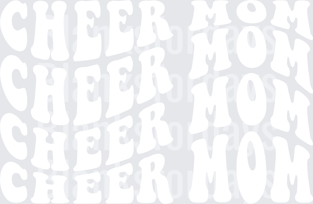 Cheer Mom Retro Wavy Groovy Stacked Repeat Text (DTF)