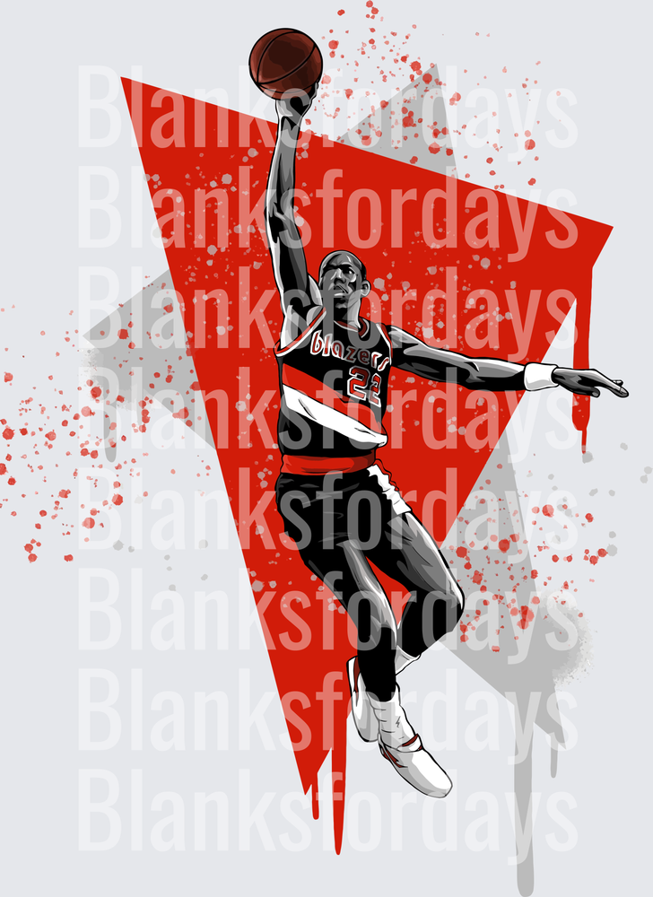 Portland Trail Blazers #23 Slam Dunk Watercolor Splatter Art (DTF)