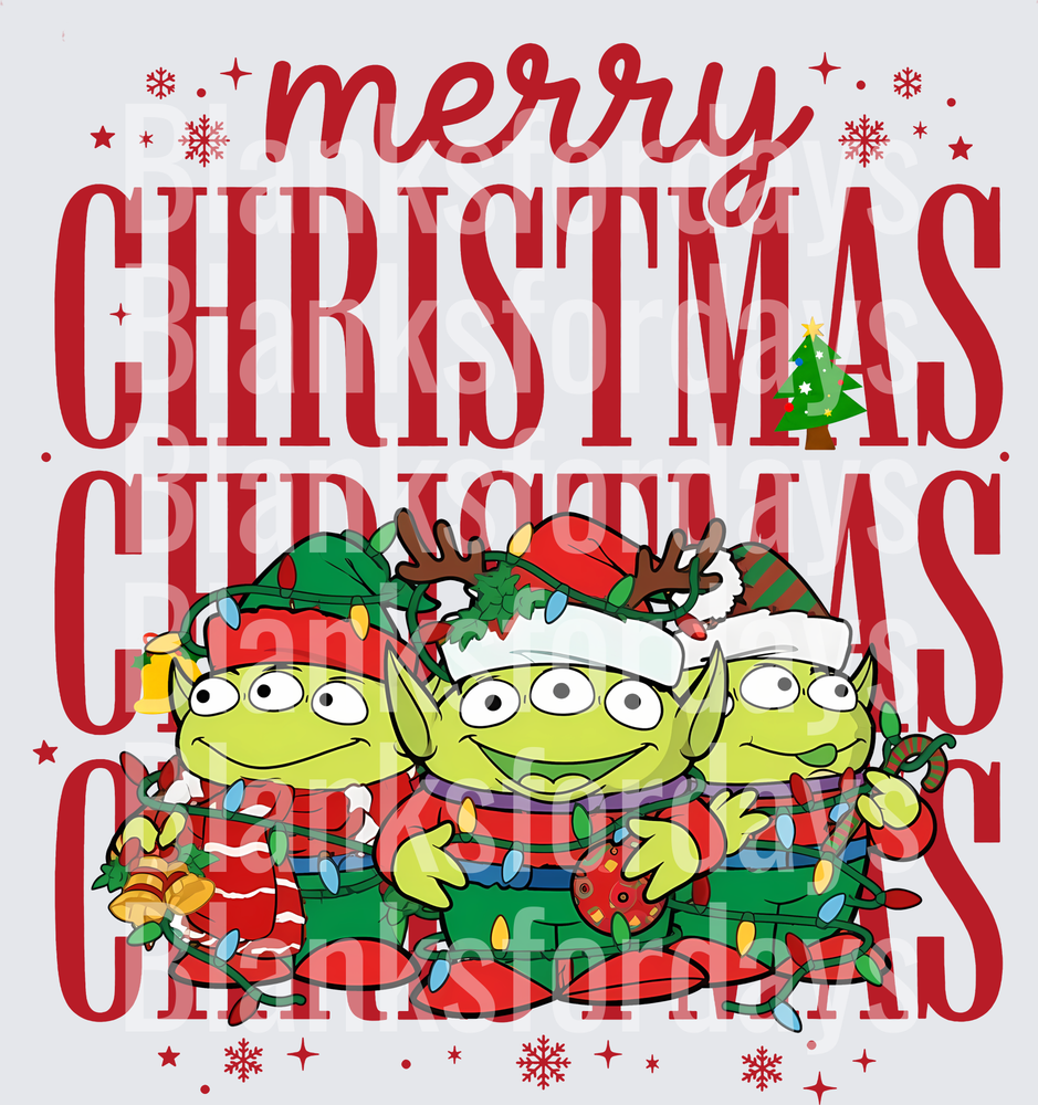 Toy Story Little Green Aliens Merry Christmas Holiday (DTF)