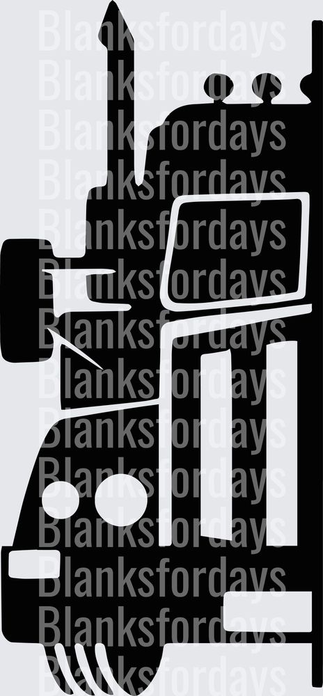 Semi Truck Big Rig Front View Bold Black Silhouette (DTF)