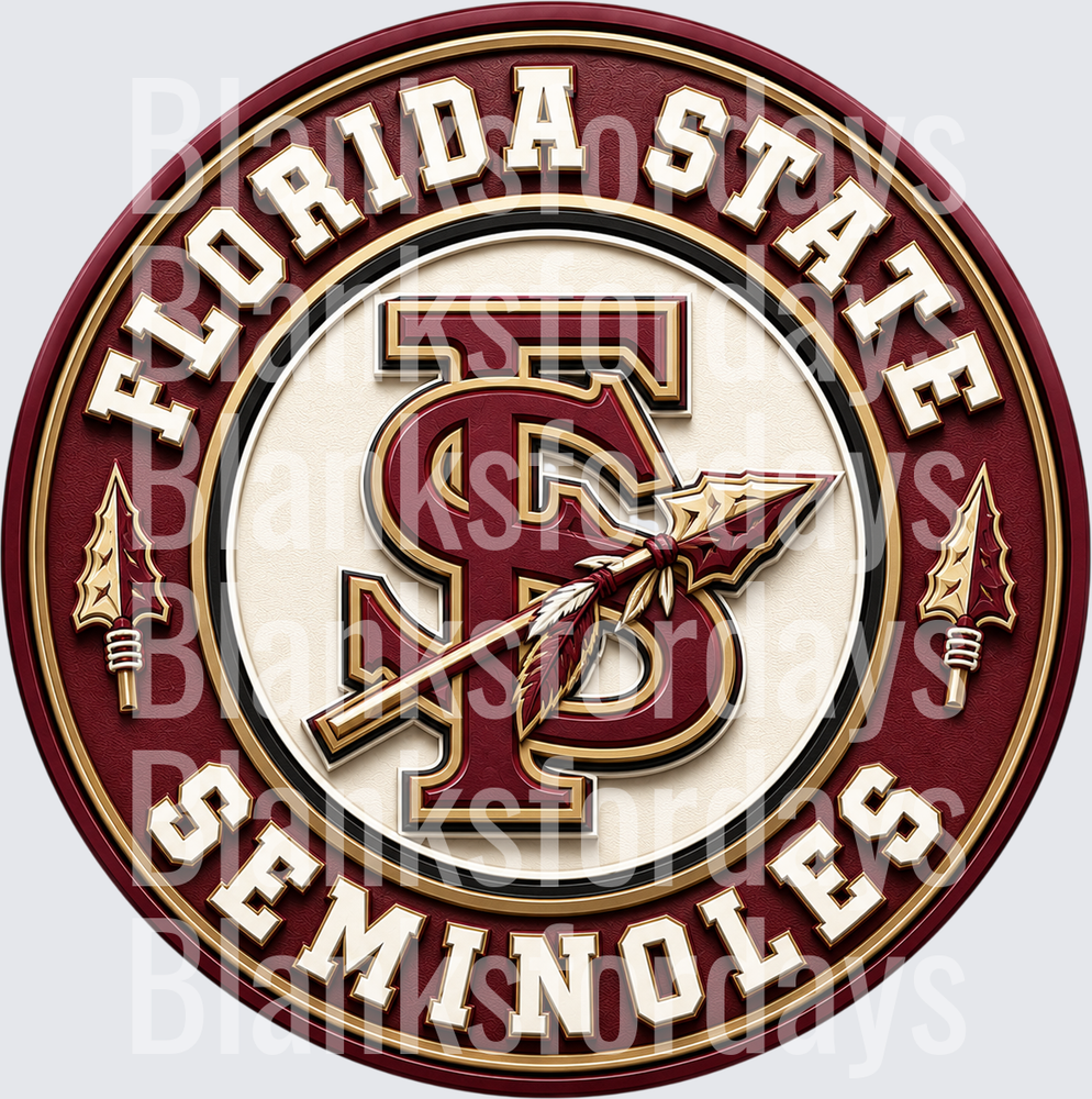 Florida State Seminoles FSU Round Emblem with Spears (DTF)