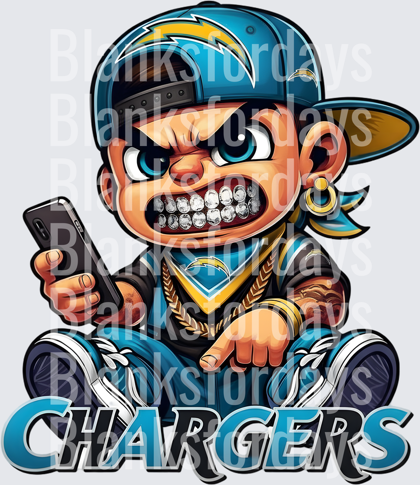 Chargers Gangster Mascot Thug Baller Fan Art (DTF)