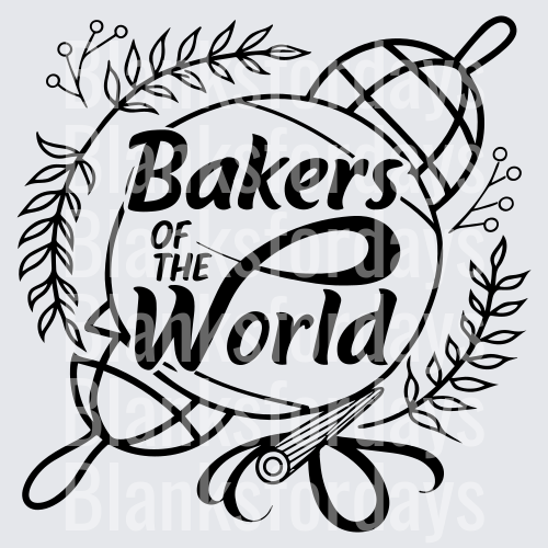 Bakers of the World Whisk Rolling Pin Floral Wreath Design (DTF)