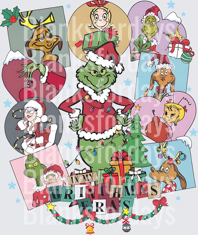 In My Grinchmas Eras Grinch Character Collage Christmas (DTF)