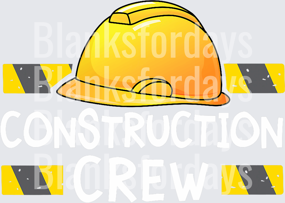 Yellow Hard Hat Construction Crew Warning Barrier Design (DTF)