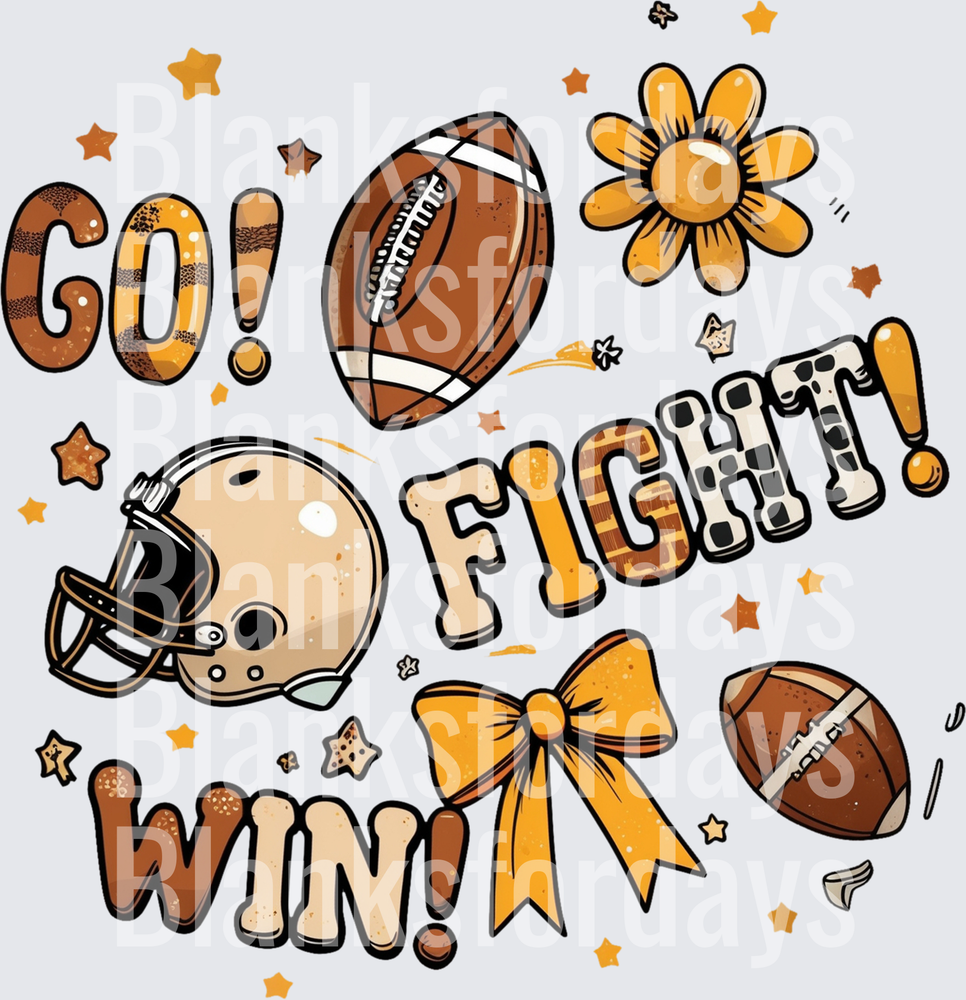 Go Fight Win Football Helmet Bow Floral Game Day Design (DTF)