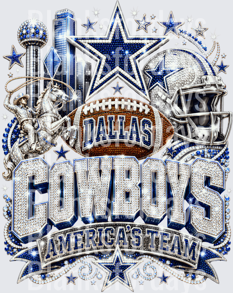 Dallas Cowboys America's Team Rhinestone Bling Design (DTF)