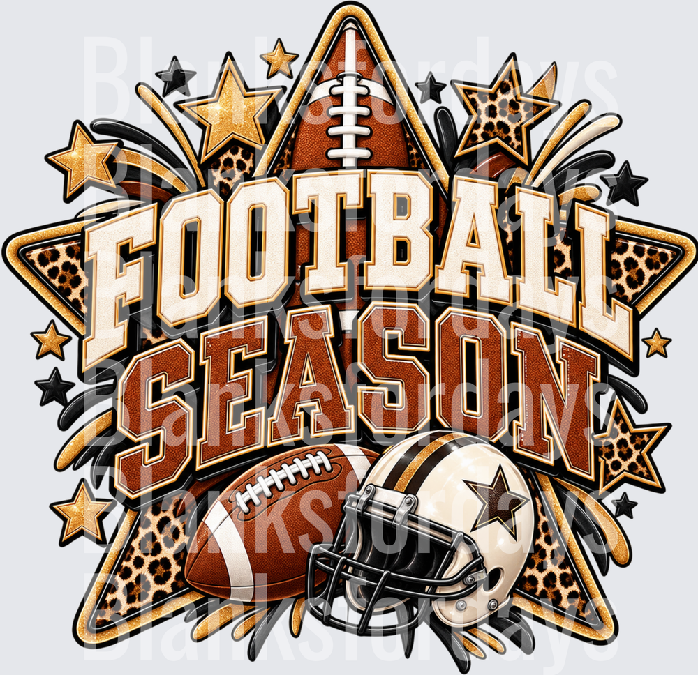 Football Season Bold Leopard Print Stars Helmet Design (DTF)