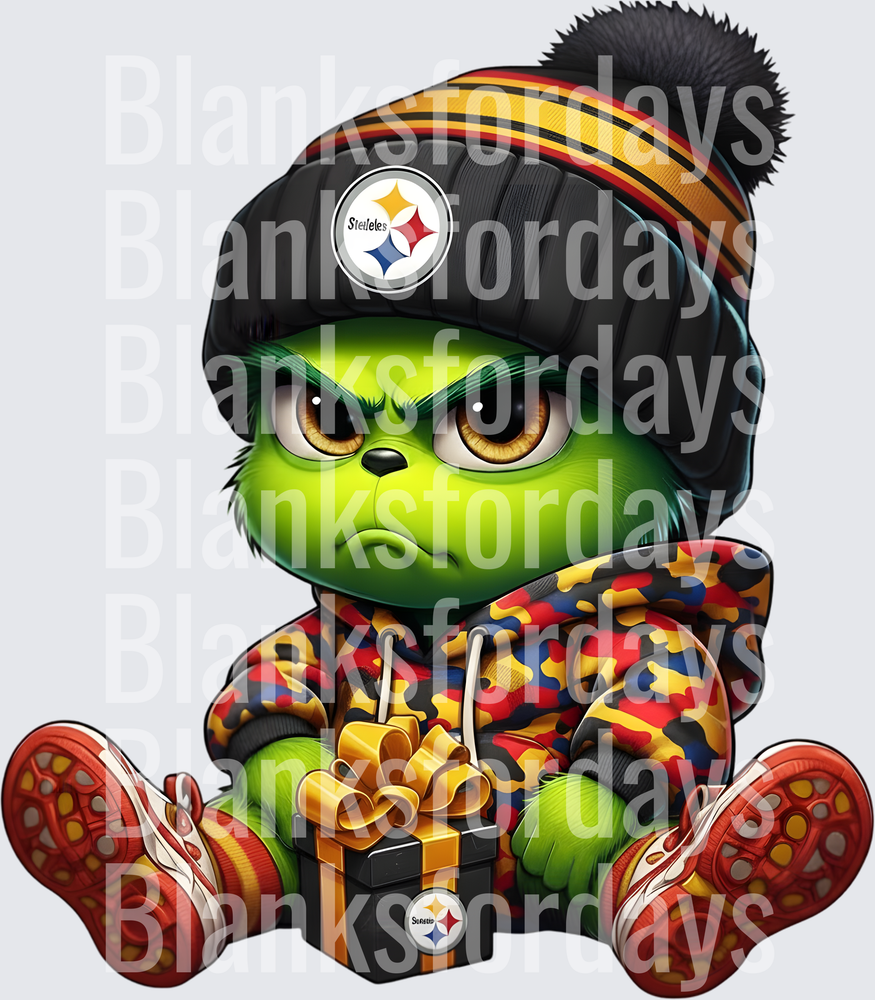 Baby Grinch Pittsburgh Steelers Christmas Gift Pom Beanie (DTF)