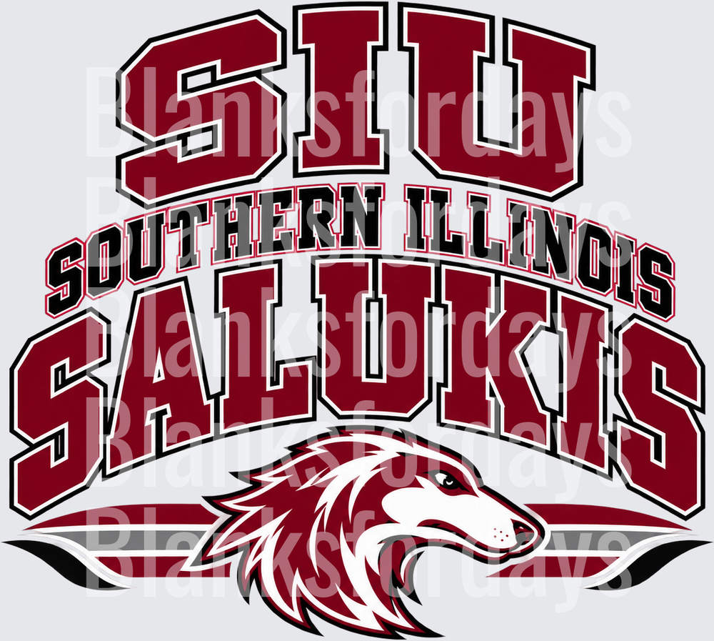 SIU Southern Illinois Salukis Bold Arch Logo with Mascot (DTF)