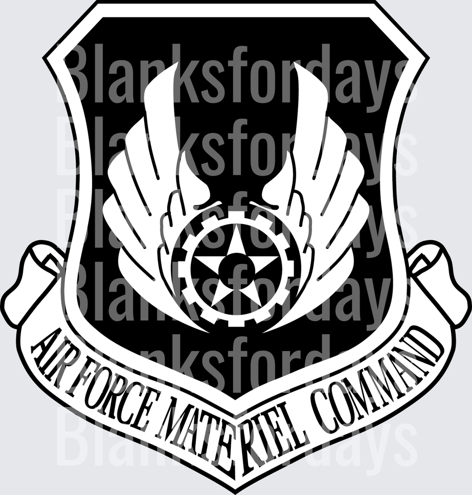 Air Force Materiel Command Shield Emblem Black White (DTF)