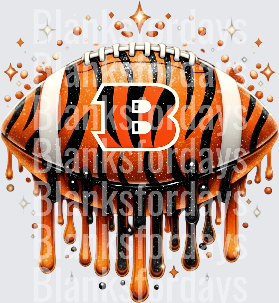 Cincinnati Bengals Dripping Football Sparkle Glitter Design (DTF)