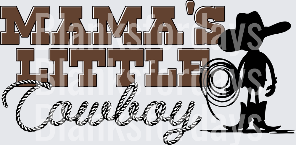 Mama's Little Cowboy Rope Lasso Western Boy Silhouette (DTF)