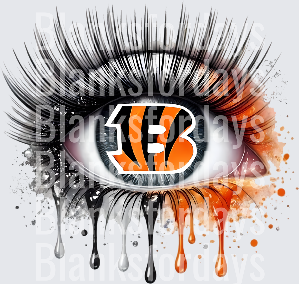 Cincinnati Bengals Eye with Dripping Paint Lashes (DTF)
