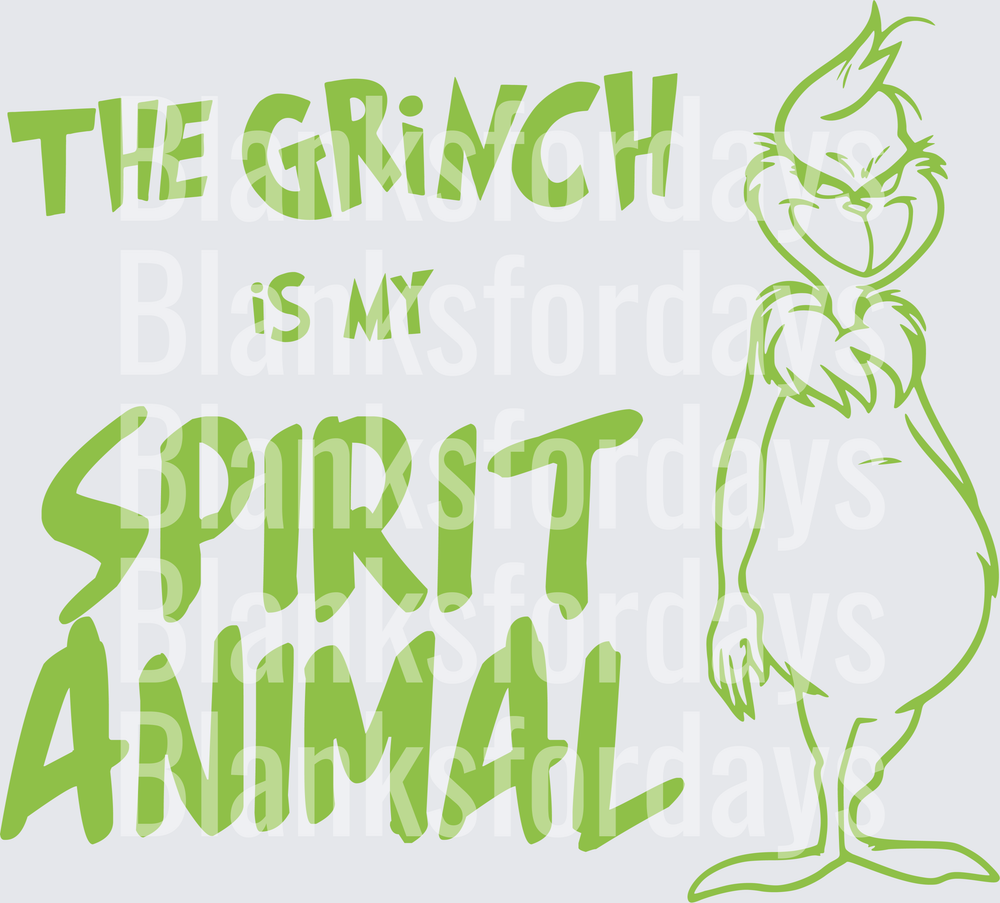 The Grinch Is My Spirit Animal Green Holiday Design (DTF)