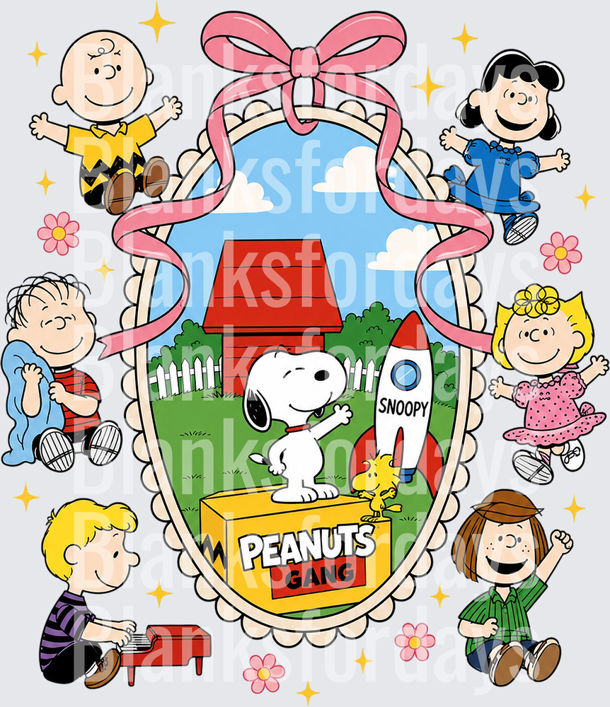 Peanuts Gang Charlie Brown Snoopy and Friends Crest Design (DTF)
