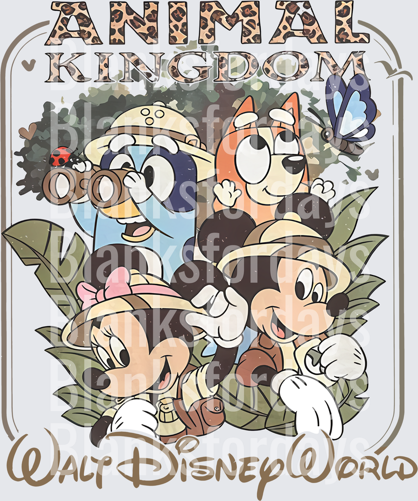 Animal Kingdom Safari Mickey Minnie Bluey Bingo Group (DTF)