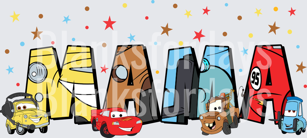 Mama Disney Cars Lightning McQueen Mater Luigi Guido Letter (DTF)