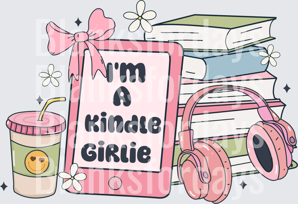 I'm A Kindle Girlie Pink Bow Books Coffee Headphones (DTF)