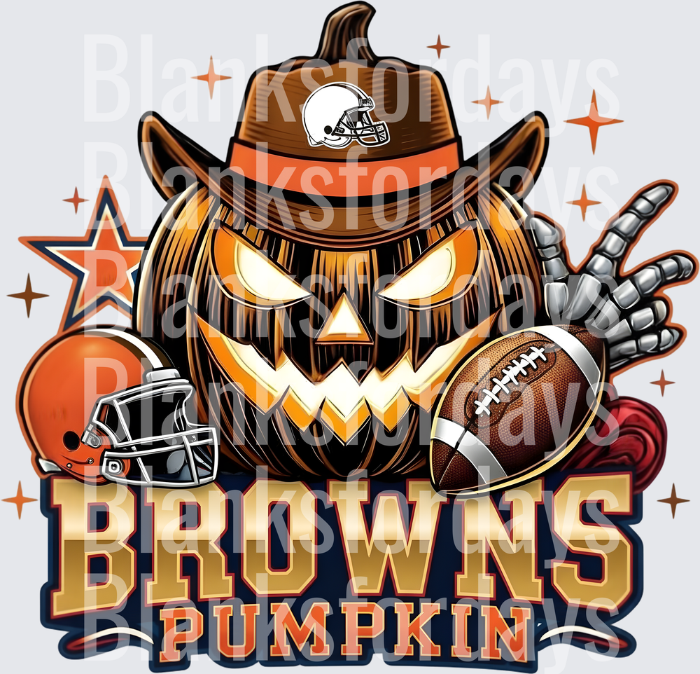 Cleveland Browns Halloween Jack-O-Lantern Pumpkin Football (DTF)