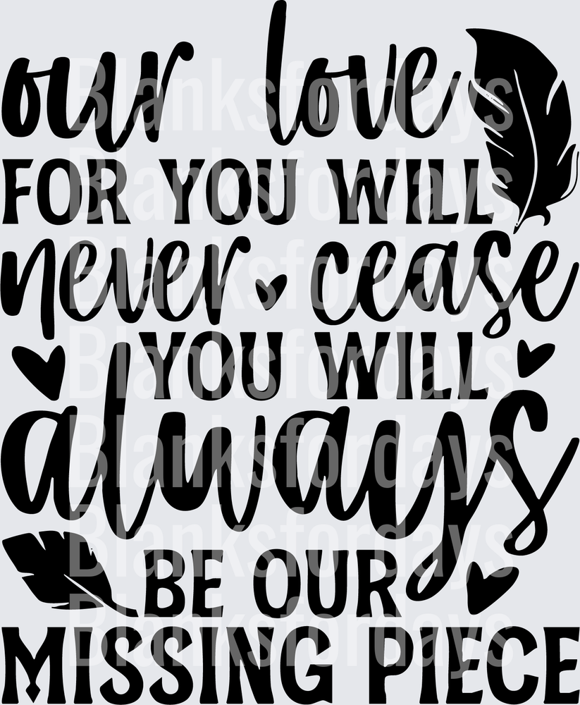 Our Love For You Will Never Cease Missing Piece Memorial (DTF)