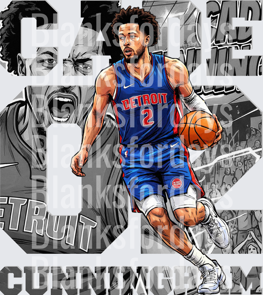 Cade Cunningham Detroit Pistons #2 Comic Style Art (DTF)