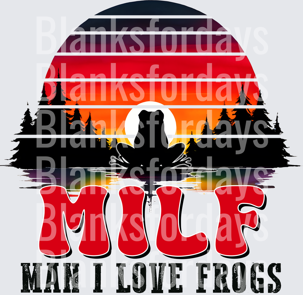 MILF Man I Love Frogs Retro Sunset Silhouette (DTF)